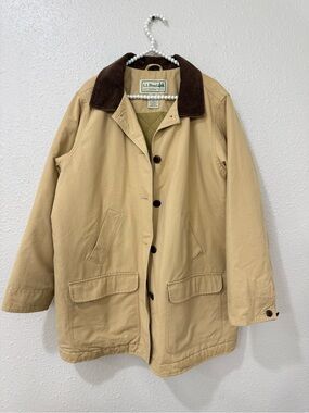 L.L.Bean Barn Coat Womens 1X Corduroy Collar Quilted Lined Thinsulate